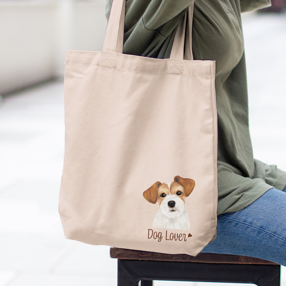 【 ジャックラッセルテリア 水彩画風 毛色1色 】 キャンバス トートバッグ　犬　ペット　うちの子　プレゼント　母の日 3枚目の画像