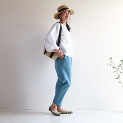 春夏【ホワイト】洗えるリネン100%バルーンスリーブプルオーバー❤️ 6枚目の画像