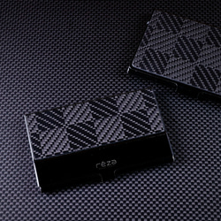炭素繊維名刺ケース菱形パターン &amp; グラファイト ブラック メタル ステンレス スチール 1枚目の画像