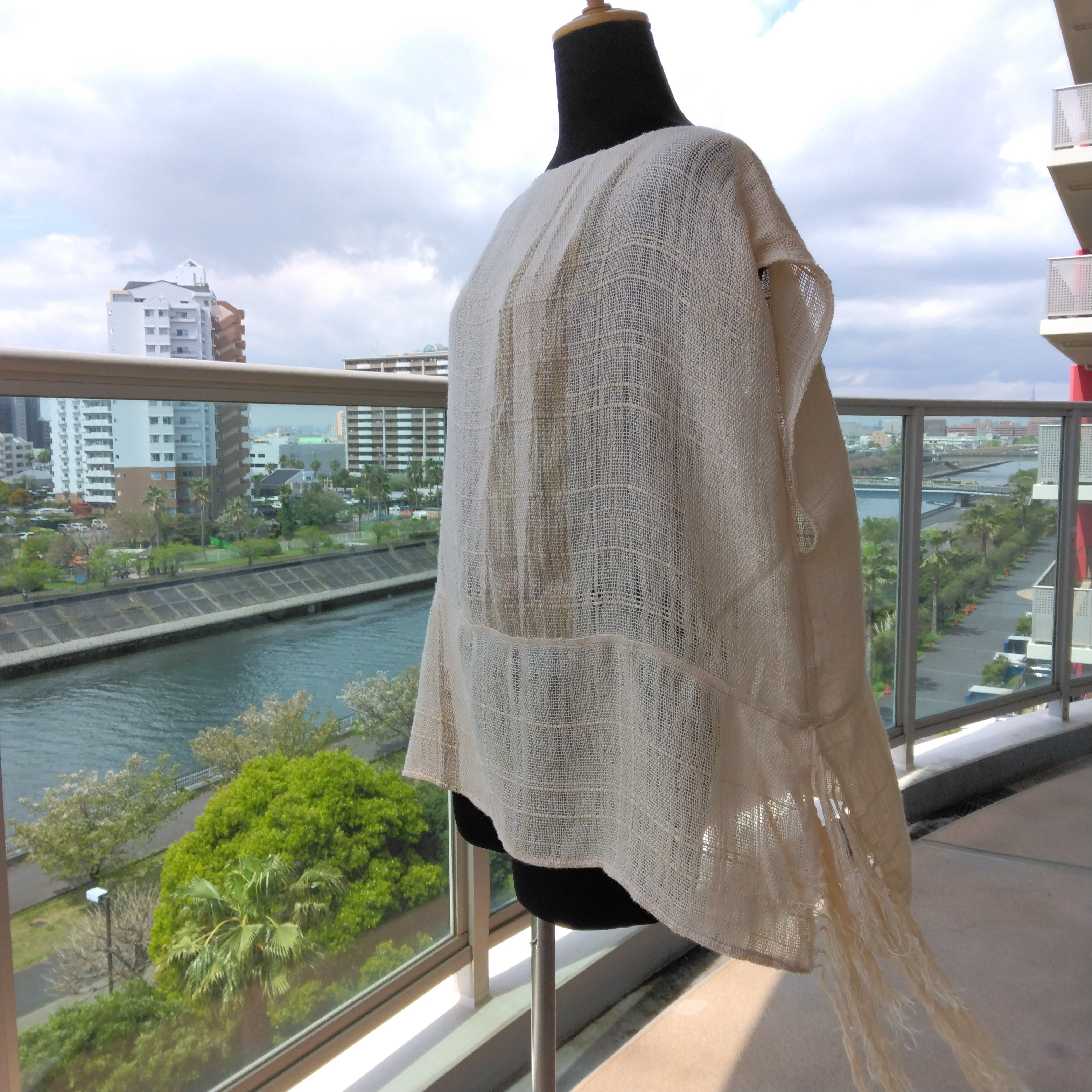 コットンブラウスとストール（アイボリー）