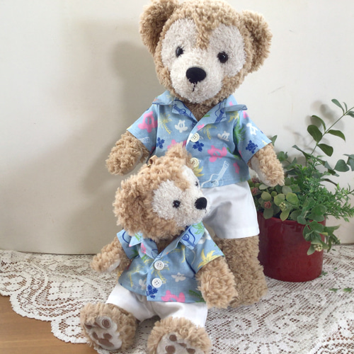 ダッフィー アロハシャツ 水色ハワイ柄 コスチューム 服 Sサイズ
