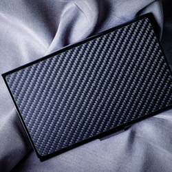 カーボン ファイバー名刺ケース 1K 斜めパターン &amp; グラファイト ブラック メタル ステンレス スチール 6枚目の画像