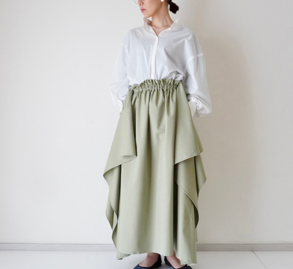 変形ドレープ/ロングスカート ニュアンスカラー/アースカラー