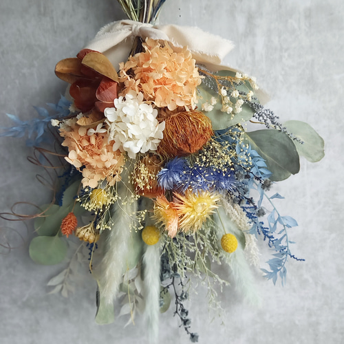 ⭐SALE⭐ドライアンドラとオレンジイエローのスワッグ ✿ブーケ  