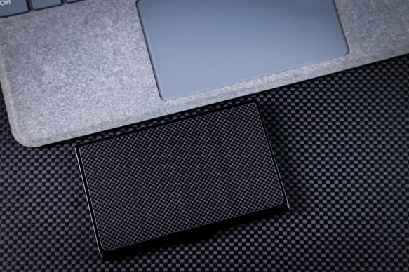 炭素繊維名刺ケース 1K プレーン テクスチャ &amp; グラファイト ブラック メタル ステンレス スチール 5枚目の画像