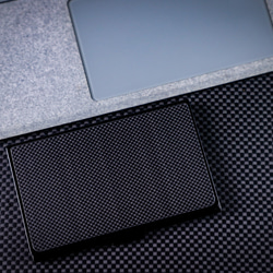 炭素繊維名刺ケース 1K プレーン テクスチャ &amp; グラファイト ブラック メタル ステンレス スチール 3枚目の画像