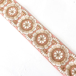 [ 211 ] インド刺繍 リボン ピンク 花柄 幅:6cm 4枚目の画像
