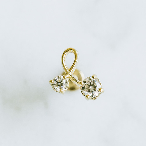 14K金 ゴールド リボン ヘリックス 軟骨 アンチトラガス アウター