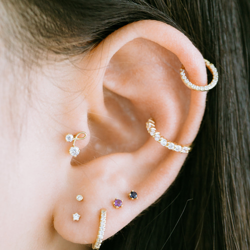 14K金 ゴールド リボン ヘリックス 軟骨 アンチトラガス アウター