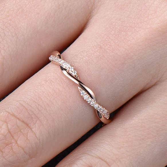 モアッサナイト 結婚指輪 ツイストリング K10 ローズ ゴールド モアッサナイト 結婚指輪 ツイストリング K10 ローズ ゴールド