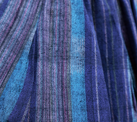 再販☆手織り綿絣ロングスカート、ブルーミックス、オールシーズン 12枚目の画像