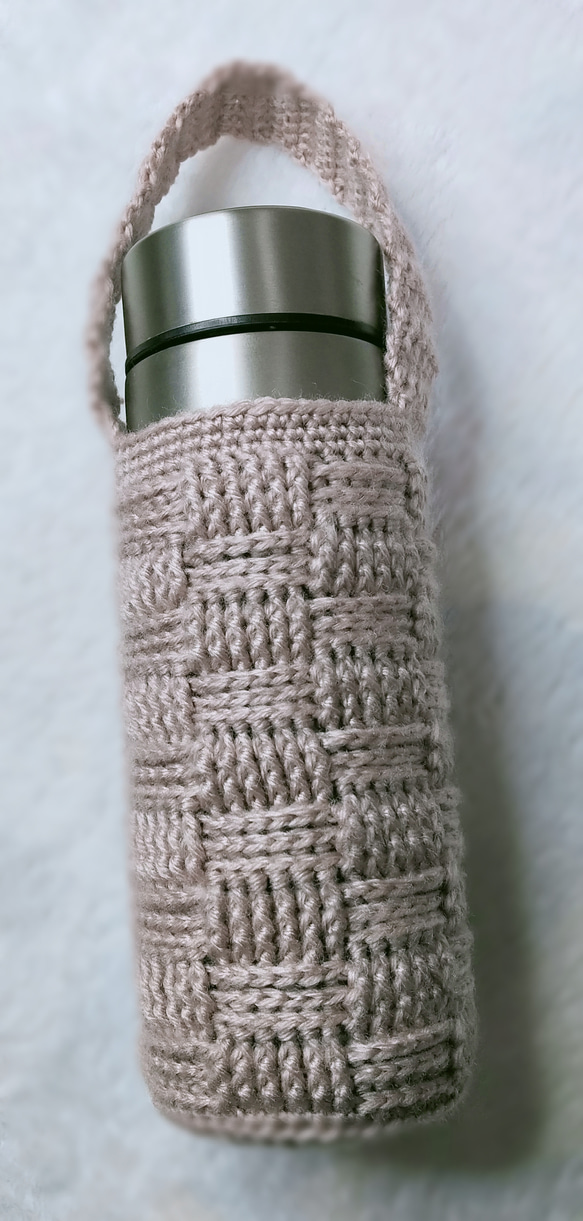 かぎ針編み　持ち手付き水筒カバー/ペットボトルカバー 2枚目の画像