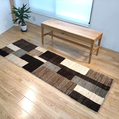 天然無染ラグ　ガゼニラハット　ランナー　200×64 ブラウン　グラデーション 天然無染ラグ ガゼニラハット ランナー 200×64 ブラウン