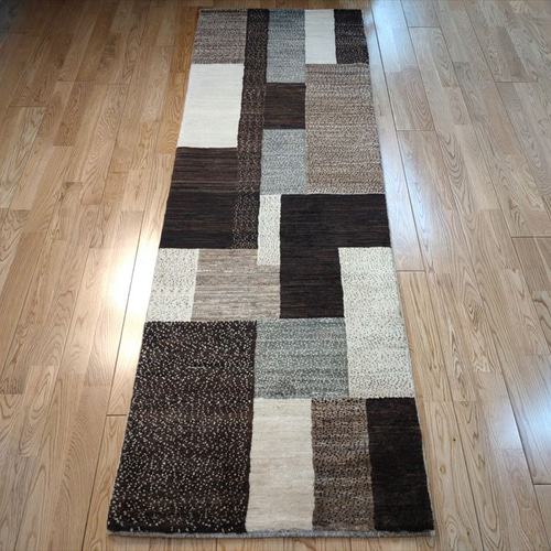 天然無染ラグ　ガゼニラハット　ランナー　200×64 ブラウン　グラデーション 天然無染ラグ ガゼニラハット ランナー 200×64 ブラウン