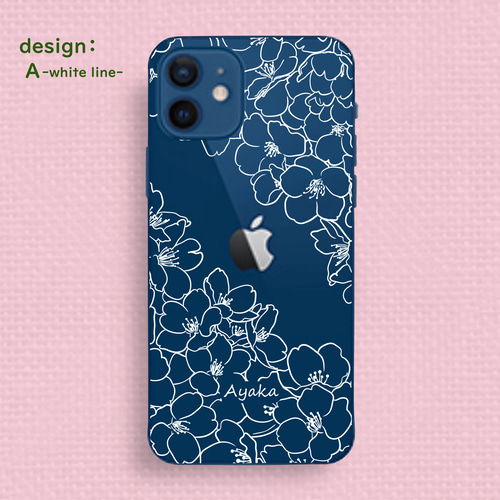 さくら咲くiPhoneクリアスマホケース ホワイト＆くすみピンク 春