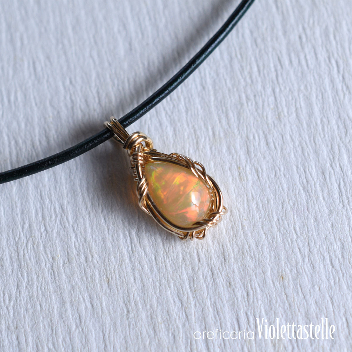 14kgf 小さなオパールのシンプルネックレスNo.3