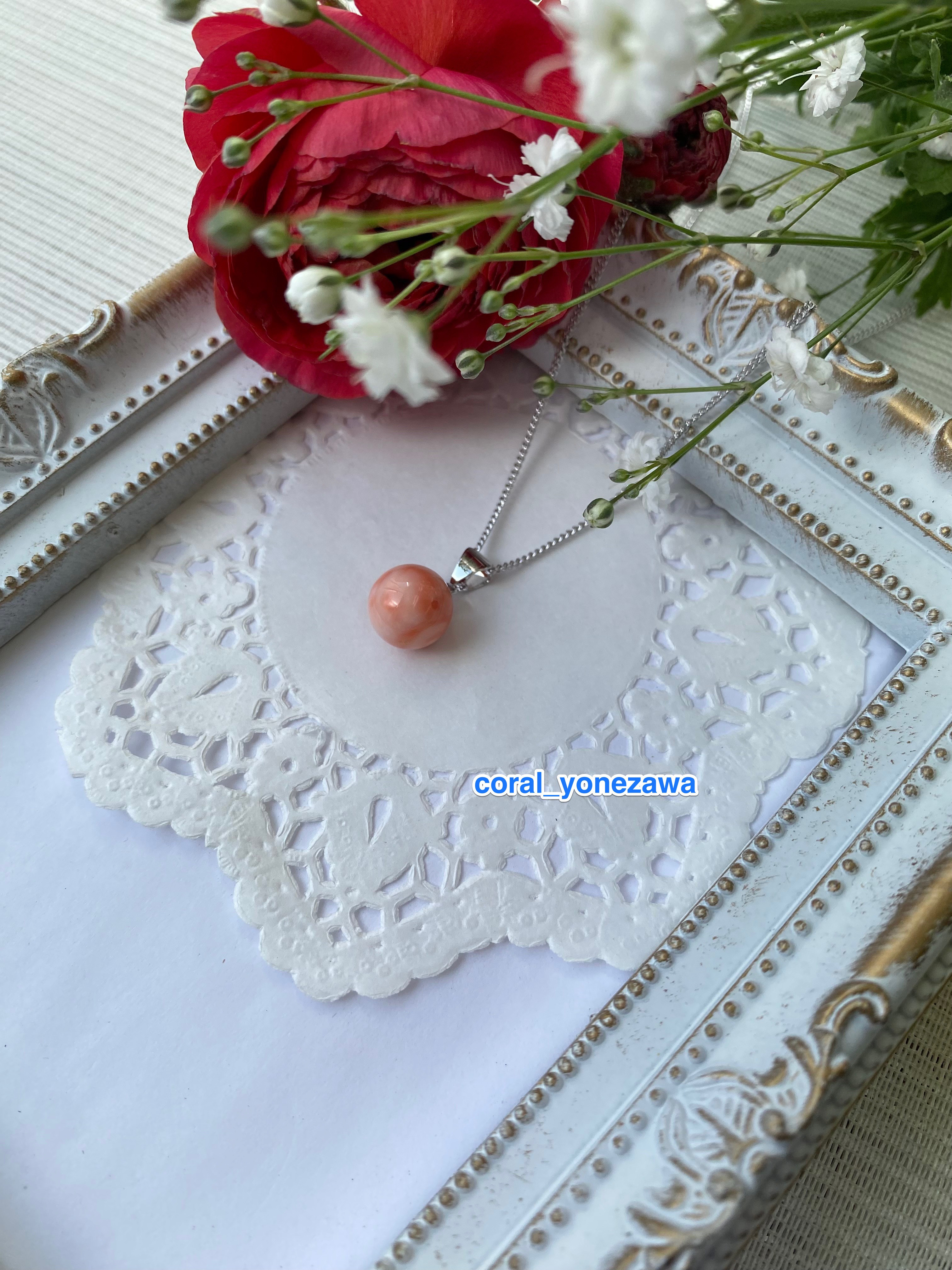 胸元にころころ　ぴんくこーらる　ヘッドK14WG 縁起物珊瑚ペンダント　各種お祝い事ギフトにも… 8,470円