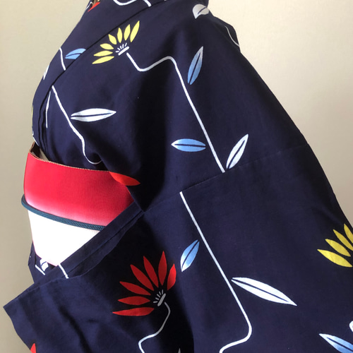 1418★浴衣 藍染 本染め 12枚セット おまとめ リメイク素材 浴衣 本染め 藍色にポップな不思議花柄 着物 さまだや 通販