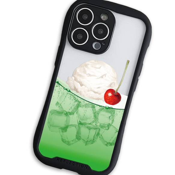 メロンクリームソーダ　グリップケース　クリア　iPhoneケース 6枚目の画像