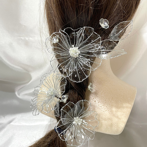 ウェディング ヘッドドレス 華 ～シルバークリア～ ディップ