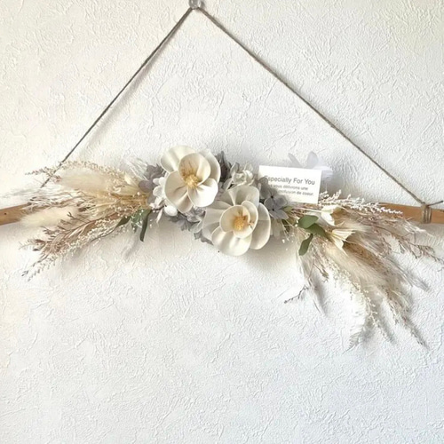 流木付き 横型スワッグ White natural・.｡*・.｡* ドライフラワー