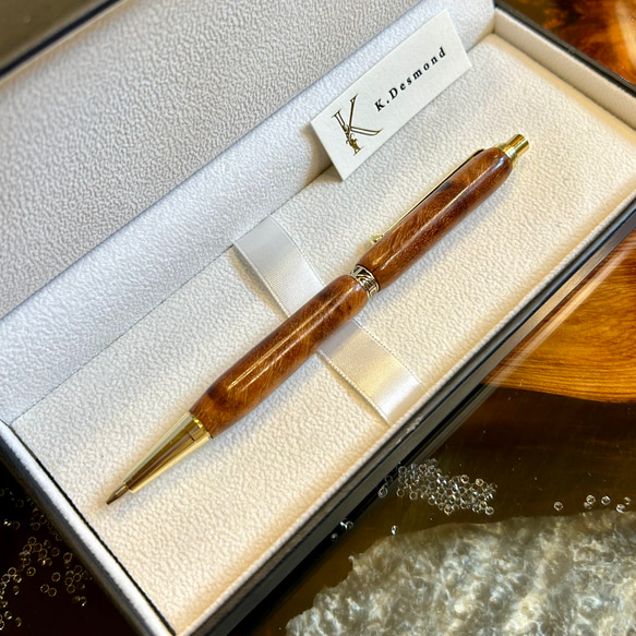 【世界に1本だけ・高級】花梨の瘤シャープペン　芯0.5mm CZ 1017 2枚目の画像