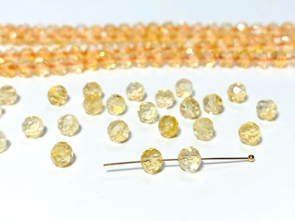 【天然石ラウンドカット】宝石質シトリン　4mm　10粒　ハンドメイド素材 2枚目の画像