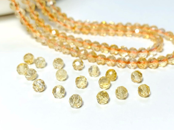 【天然石ラウンドカット】宝石質シトリン　4mm　10粒　ハンドメイド素材 1枚目の画像