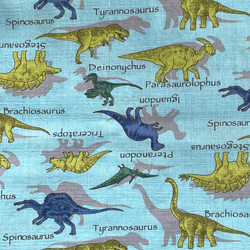 恐竜好きな方へ巾着袋　25×20 ループ、撥水加工裏付き　　水色 3枚目の画像