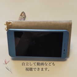 精麻の麻紙 麻布 ﾘﾊﾞﾃｨ 防水加工生地 ﾊﾝﾄﾞﾒｲﾄﾞ 手帳型ｽﾏﾎｼｮﾙﾀﾞｰ 38ﾏｰｶﾞﾚｯﾄｱﾆｰﾋﾟﾝｸ 7枚目の画像