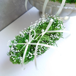 苔moss＆かすみ草babybreath のリングピロー【Msize】陶器・Box入り 3枚目の画像