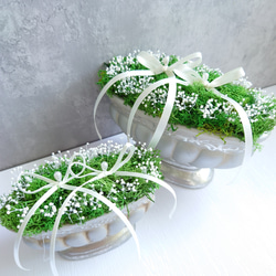 苔moss＆かすみ草babybreath のリングピロー【Msize】陶器・Box入り 9枚目の画像