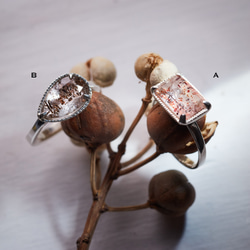 赤と金のエレスチャルクォーツのシルバーリング２種類(Silver950/天然石/指輪) 2枚目の画像
