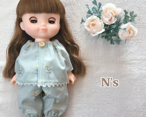 26cmドール用 スモーキーグリーンのパジャマ ソランちゃん レミン