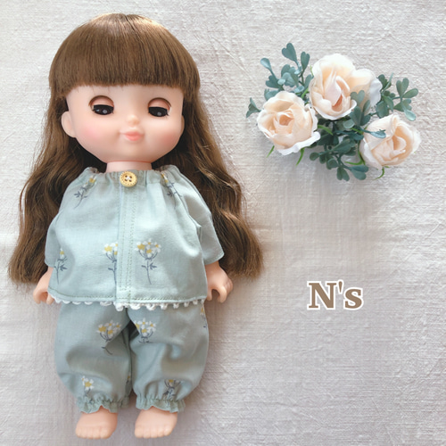 26cmドール用 スモーキーグリーンのパジャマ ソランちゃん レミン