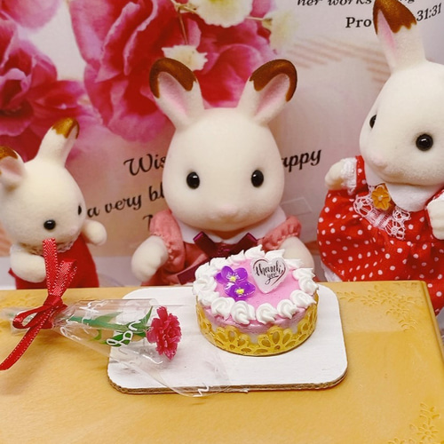 母の日のケーキとカーネーションセット ミニチュア その他雑貨 haru