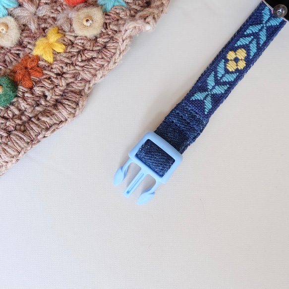 こぎんリンリンクマ鈴 ☺︎ 消音ストラップ付き☺︎レトロ【刺繍☺︎刺し子☺︎こぎん刺し】 7枚目の画像