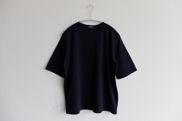 【在庫限り】HANDROOM WOMEN'S クルーネック5分袖Tシャツ navy｜ladies 2枚目の画像