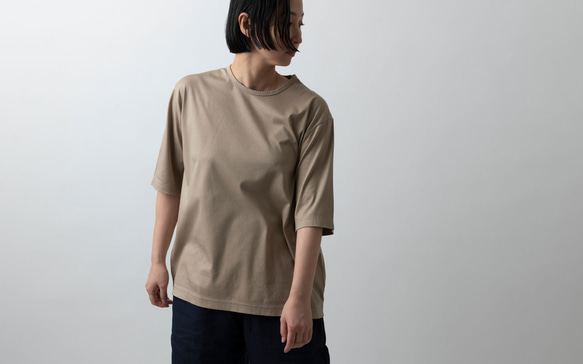 【在庫限り】HANDROOM WOMEN'S クルーネック5分袖Tシャツ navy｜ladies 11枚目の画像