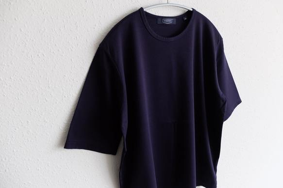 【在庫限り】HANDROOM WOMEN'S クルーネック5分袖Tシャツ navy｜ladies 4枚目の画像