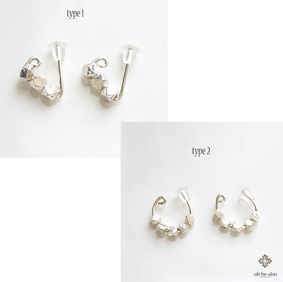 SV925 + カレンシルバー イヤリング　type2  / Karen Silver Beads Earrings 4枚目の画像