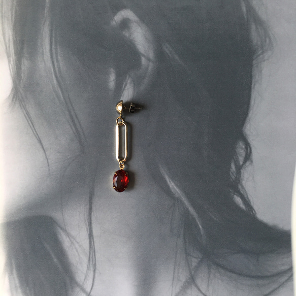 [套裝] Vintage bijou chain titanium earrings &amp; chain bracelet 第4張的照片