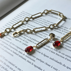 [套裝] Vintage bijou chain titanium earrings &amp; chain bracelet 第2張的照片