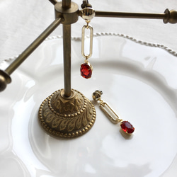 [套裝] Vintage bijou chain titanium earrings &amp; chain bracelet 第3張的照片