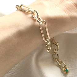 [套裝] Vintage bijou chain titanium earrings &amp; chain bracelet 第5張的照片