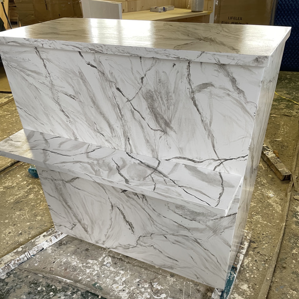 大理石のようなカウンター レジカウンター 机・デスク エバーグリーン