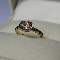 Pyramid Stud Morganite Ring / K10, K18, PT900 8枚目の画像