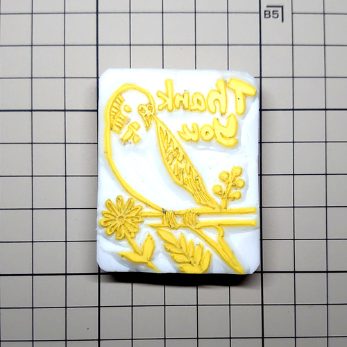 【消しゴムはんこ】Thank you  売約済み thank you リボン 四角 消しゴムはんこ はんこ・スタンプ