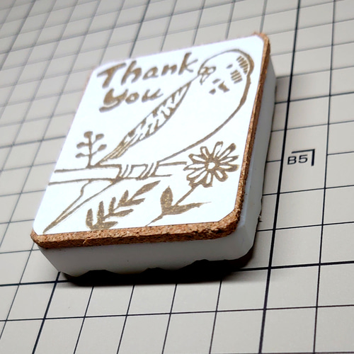 消しゴムはんこNo.170  thank you 手書き文字 花 消しゴムはんこNo.170 thank you 手書き文字 花