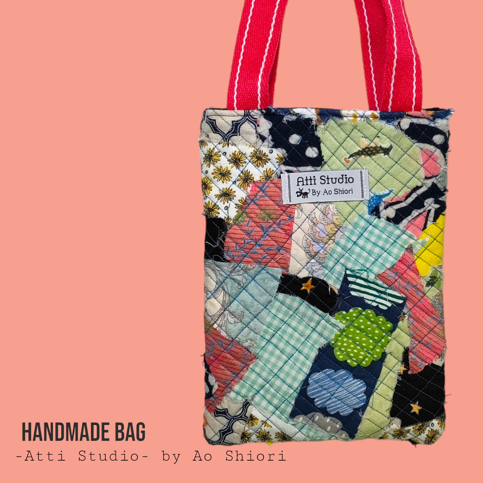 2-way shoulder bag made with heart quilt💕】With fastener